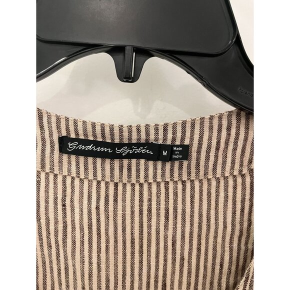 GUDRUN SJODEN 100% Linen Striped Button front Shirt Dress Pockets MEDIUM - Picture 5 of 8